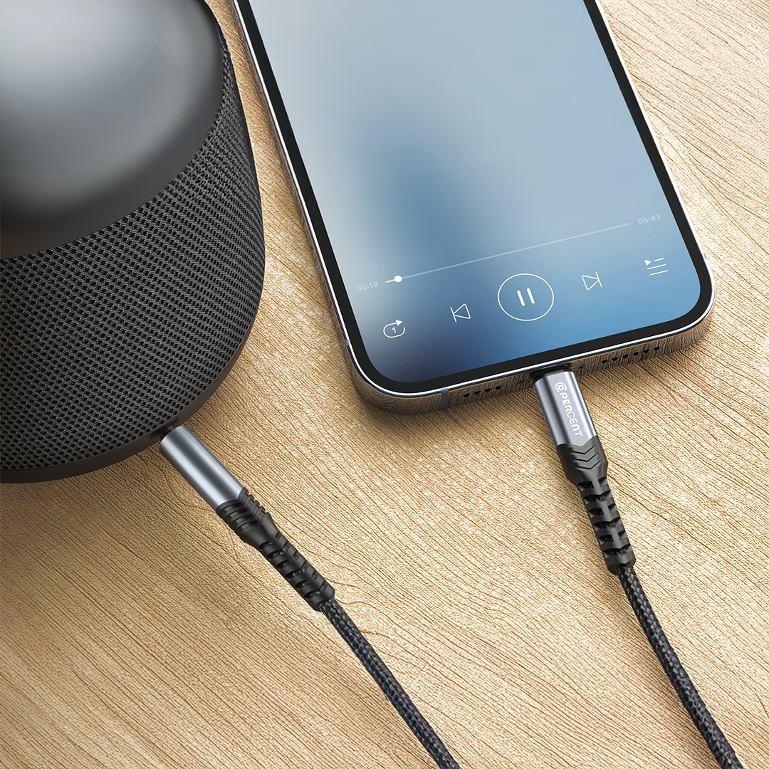 كيبل صوت USB-C إلى 3.5 مم من 90 Percent AudioLine 90 Series بطول 1.2 م | أسود