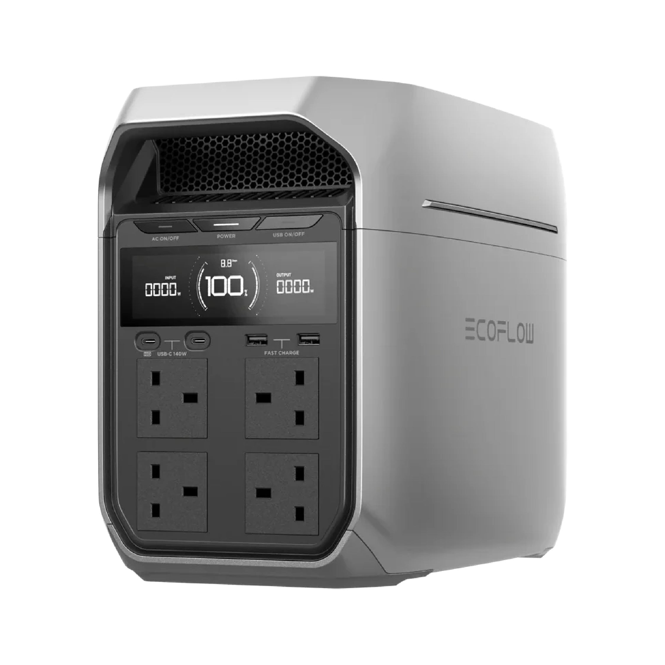 محطة طاقة محمولة EcoFlow DELTA 3 Plus – سعة 1024 واط/س، قدرة تشغيل 1800 واط، أقصى حمل 3600 واط