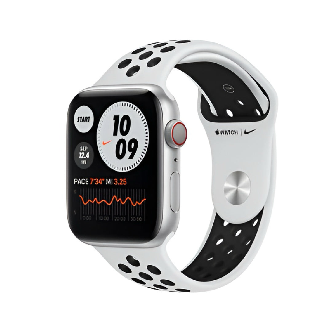 Apple Watch Nike Series 6 GPS + Cellular 44mm Silver Aluminium Case with Pure Platinum/Black Nike Sport Band - Regular