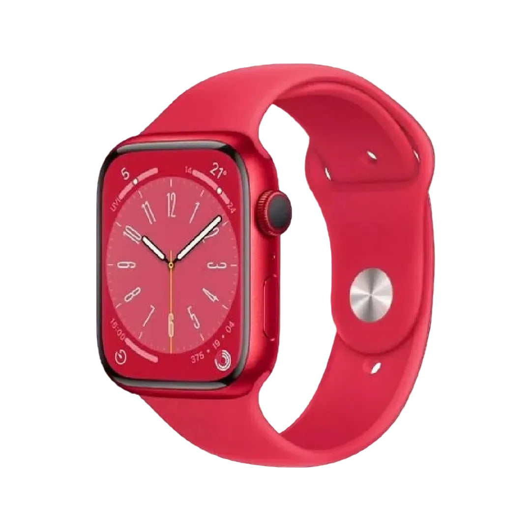 ساعة Apple Watch Series 8 (GPS) مقاس 45 مم – هيكل ألومنيوم أحمر مع سوار رياضي مماثل