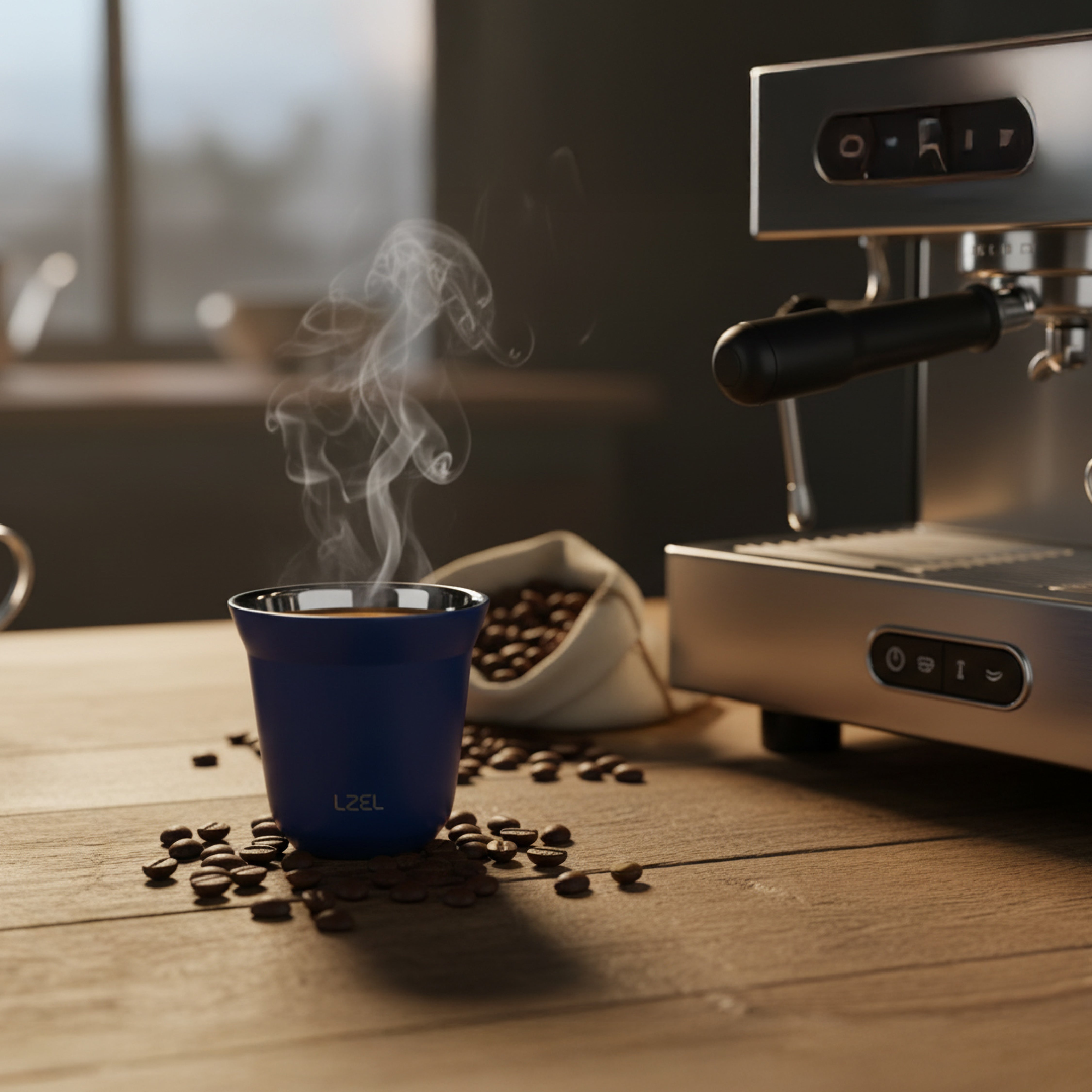 كوب إسبرسو كبير مزدوج الجدار من الستانلس ستيل سعة 160 مل – معزول للحفاظ على الحرارة | أزرق