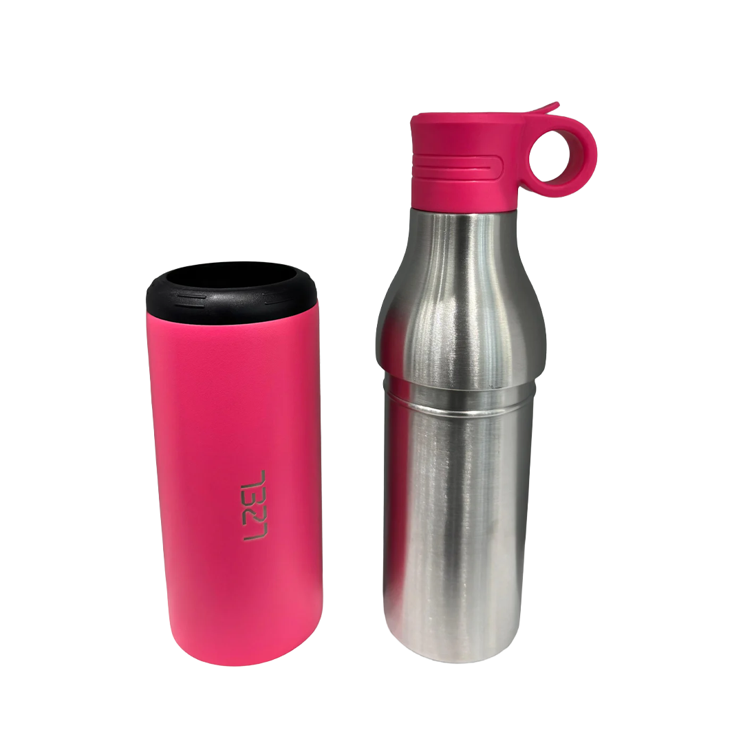 LZEL Natura Elva Vacuum Bottle Dual 400 mL + 400 mL | Hot Pink Aluminum