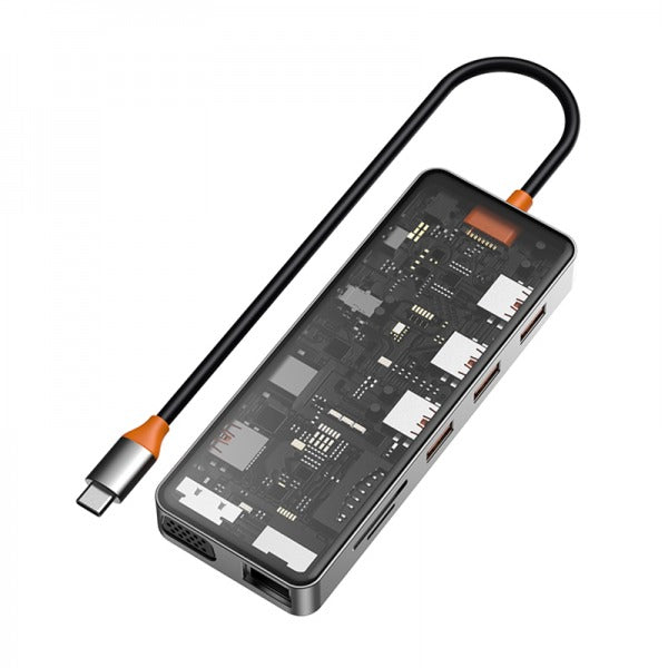 موزع Cyber USB-C CB011 شفاف 11 في 1 من WIWU