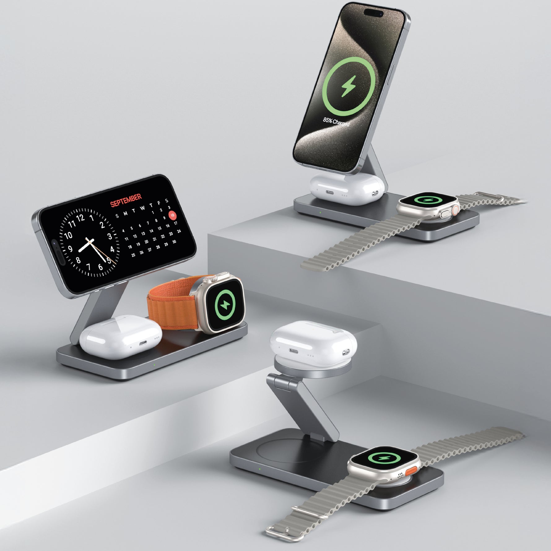 شحن لاسكلي MagFlecto TriPower من ليزل 5في1 قابلة للطي 15واط كحد أقصى PD | أسود