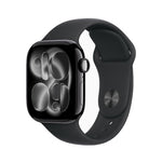 Apple Watch Series 11 GPS 46mm, Jet Black Aluminum Case with Black Sport Band – S/M