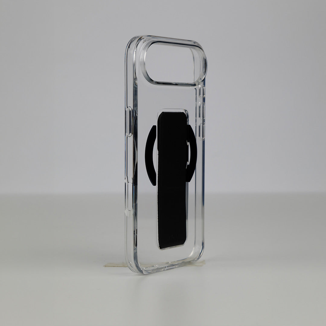 Asli Global MagTrox Gravitas Transparent MagSafe Case with Leather Grip for iPhone Air| Black
