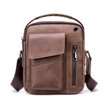 Cotecl Men Vintage Leather Shoulder Bag Outdoor Sports Travel Crossbody Bag Handbag Casual Bag Pack - Brown (14035-BR)