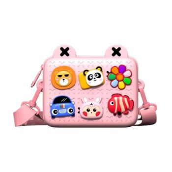 Kids Casual Handbag with Zipper & Adjustable Strap DIY Bag Fashion Creative Diagonal Bag - Pink (220234)