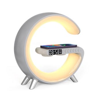 Wireless Charger Smart Light Speaker and Alarm Clock - Light Gray (2238 LG)
