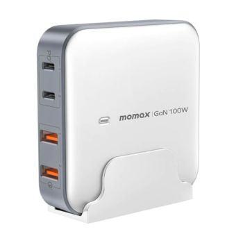 Momax Oneplug 100w 4 Ports Gan Desktop Charger White | UM33UKE