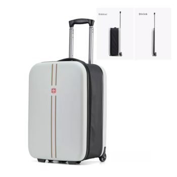 24" Foldable Suitcase For Business Suitcase Luggage Travel - White (9003 24" W)
