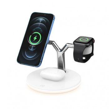 3 in 1 Wireless Charging Station Dock - White