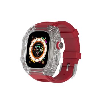 Smart Watch Case With Band For Apple Watch Ultra 49mm Clear Red | WFC-49 CLR
