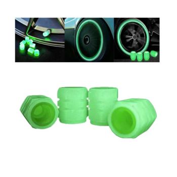 4Pcs Set Luminous Valve Caps Fluorescent Tire Stem Caps Glow Air Wheel (R1)