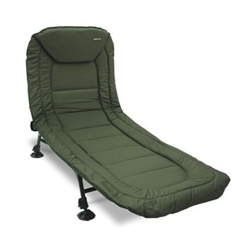 Fishing Camping Anglers Chair: Portable Reclining Bedchair with Pillow, Outdoor Fishing Sleeping Cot Travel Office with Side Pocket and Adjustable Backrest - Green (521432 GR)