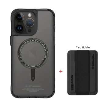 Skinarma iPhone 15 Pro Saido Case + Card Holder Smoke