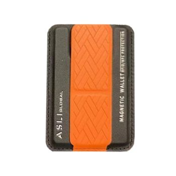 Asli Global Magnetic Leather Wallet Black Orange - MW-3WBO