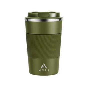 Asli 380ML Stainless steel Heat & Cold Insulation Mug with With Non-slip Case - Green (947321 GR)
