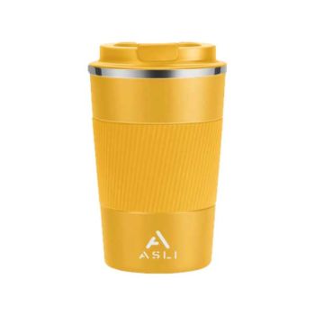 Asli 380ML Stainless steel Heat & Cold Insulation Mug with With Non-slip Case - Yellow (947321 Y)