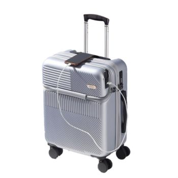 20" Trolley Luggage Suitcase with Advanced Front Opening - Black (A51 S)