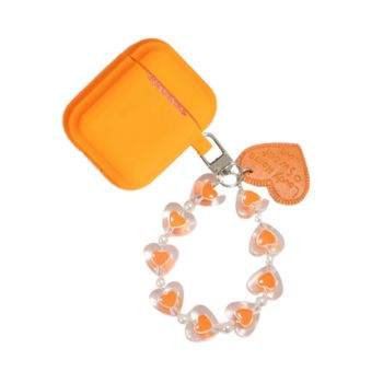 غطاء حماية من السيليكون لايربودز 3 بتصميم قلب - برتقالي