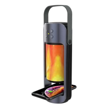 Alpha Flame Portable LED Night Light with Bluetooth Speaker & Wireless Charger