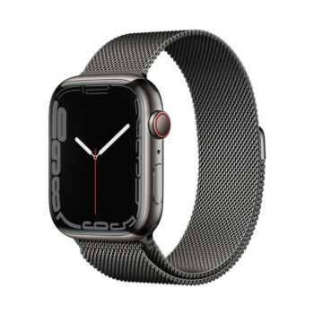 Apple Watch Series 7 41MM Stainless Steel GPS + Cellular - Graphite Stainless Steel Case with Graphite Milanese Loop (MKJ23)