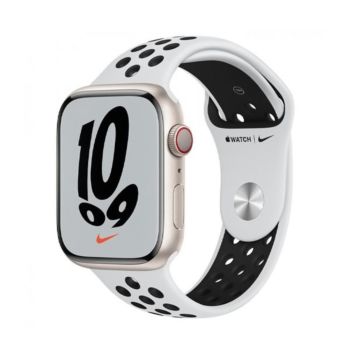 Apple Watch Series 7 45mm GPS + Cellular - Nike Starlight Aluminium Case with Pure Platinum/Black Nike Sport Band (MKL43)