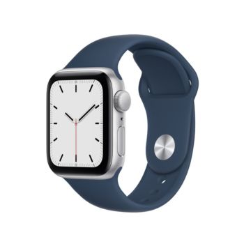 Apple Watch SE GPS 40mm Silver Aluminium Case with Abyss Blue Sport Band (MKNY3)