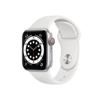 Apple Watch Series 6 GPS+Cellular 40mm Silver Aluminium Case with White Sport Band (M06M3)