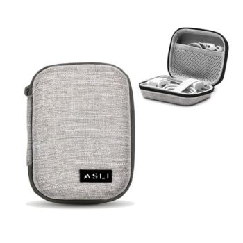 حقيبة تخزين صغيرة مستطيلة بسحاب للهاتف و سماعات الأذن والشاحن ذات غلاف صلب من أسلي
