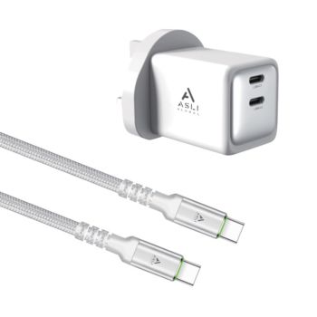 Asli Global Fast Charger 45W Dual Type-c With 66W 1M Cable White - HC-45PWW