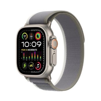 Apple Watch Ultra 2 GPS + Cellular 49mm Titanium Case with Green-Gray Trail Loop M-L