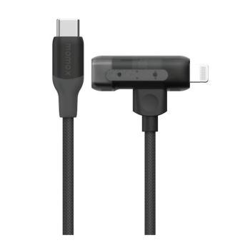 Momax 1-Link Flow Duo 2-in-1 USB-C to Lightning Braided Cable 1.5m Black | DL56 B