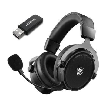 NUBWO Wireless Gaming Headset with Fixed Mic Soft Memory Earmuffs- Black Gray (G07)