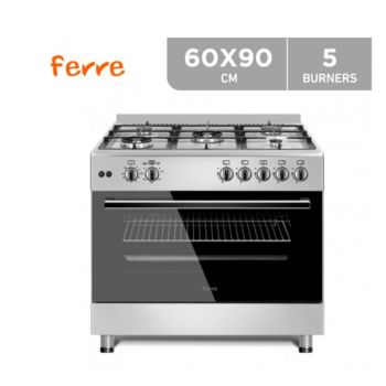 Ferre Gas Cooker 60*90 5 Gas Burner Steel + Silver | F9S50G2SS