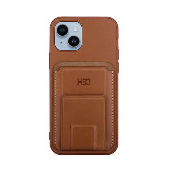 HDD iPhone 14 Plus Ultra Slim Phone Case with Card Holder Grip - Brown (HBC-021 14 PLUS Brown)