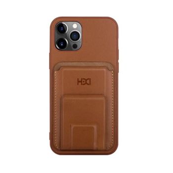 HDD iPhone 14 Pro Max Ultra Slim Phone Case with Card Holder Grip - Brown (HBC-021 Pro Max Brown)