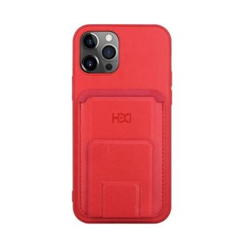 HDD iPhone 14 Pro Max Ultra Slim Phone Case with Card Holder Grip - Red (HBC-021 Pro Max Red)