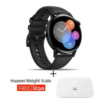 Huawei GT 3 42mm Stainless Steel Watch - Black With Free Gift (HU WATCH GT3 42mm B HU)