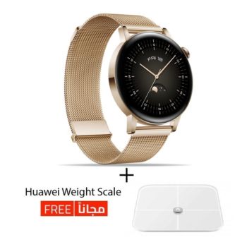 Huawei GT 3 42mm Stainless Steel Watch - Gold With Free Gift (HU WATCH GT3 42mm G HU)  