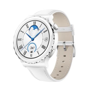 Huawei Watch Gt 3 Pro 43mm Silver Bezel White Leather Strap