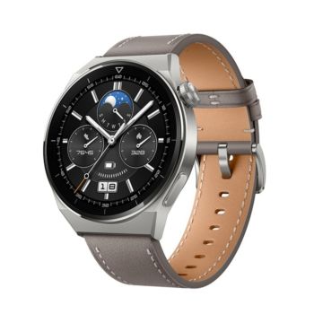 Huawei Watch Gt 3 Pro 46mm Light Titanium Leather Strap - Gray 