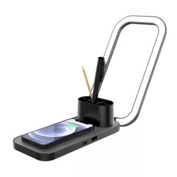 MultiFunction 3 in 1 Desk lamp with Wireless Charger - Black (JK-B002)