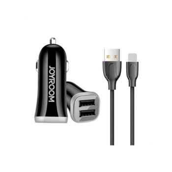Joyroom Car Charger With 2 USB 3.1A With USB-C Cable Black (C-M216 C)