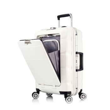 Lucky Club 20inch Multi-Function Open Suitcase - White