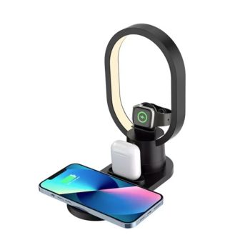 4 In 1 Wireless Charger with Lamp - Black (SN-41 B)