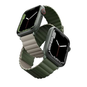 Uniq Apple Watch 38-40-41 MM Revix Reversible Magnetic Strap - Pine (Green/Taupe)