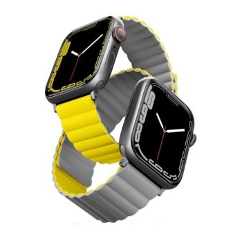 Uniq Apple Watch 42-44-45 MM Revix Reversible Magnetic Strap - Lemon (Yellow/Grey)