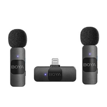 Boya Ultra Compact Dual 2.4ghz Wireless Microphone System Compatible With IOS Devices ( BY-V2)